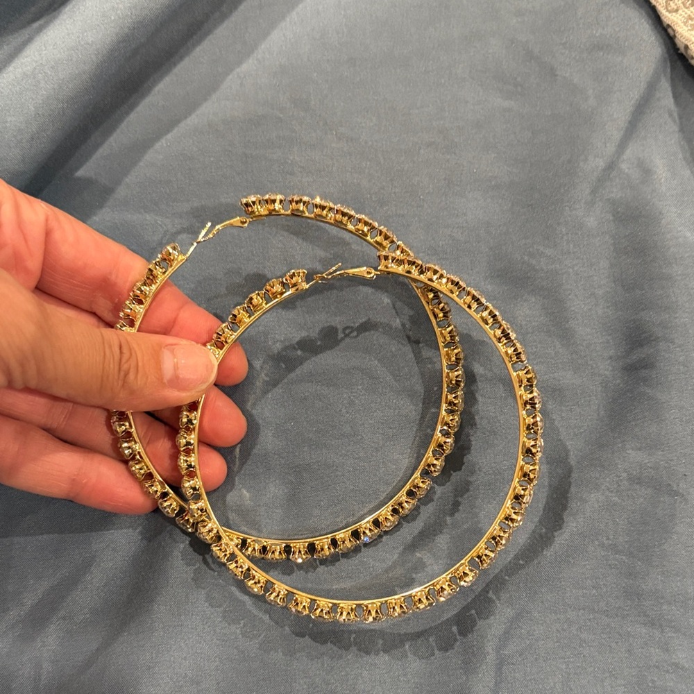Elegant Gold and‎ Silver large  Hoop Earrings never used